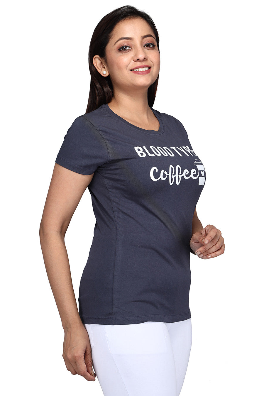 Comfort Lady Chest Print Half Sleeve Cotton Round Neck T-Shirt - Comfort Lady Private Limited