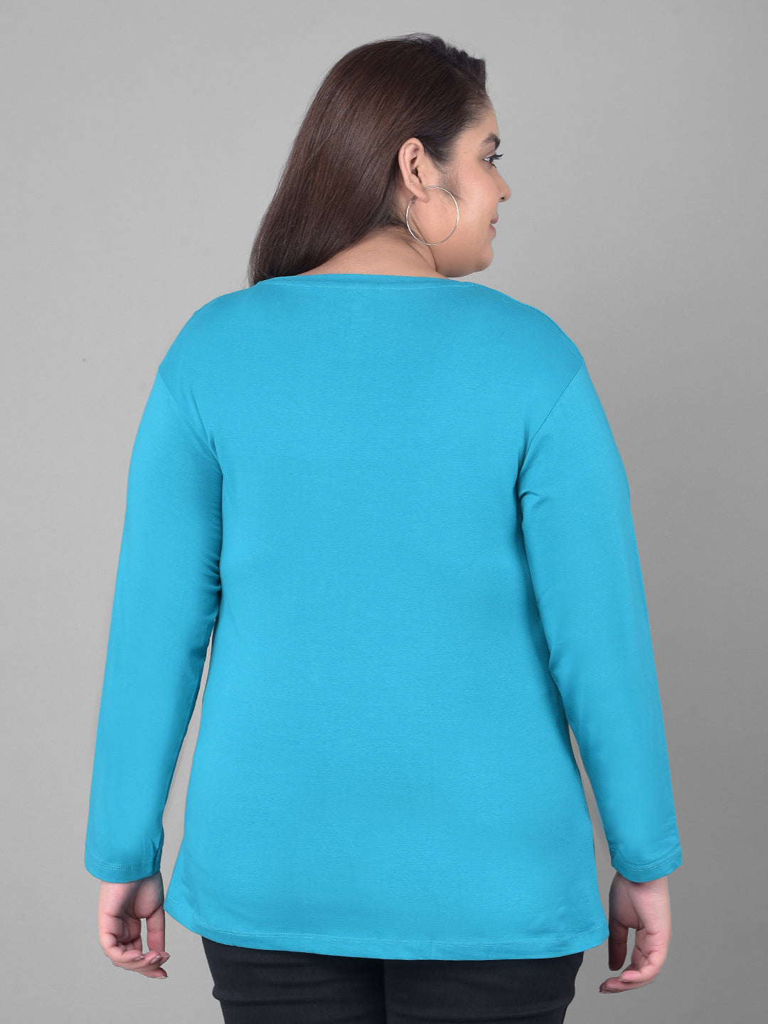 Comfort Lady Regular Fit Round Neck Plain Full Sleeve Plus Size T-Shirt