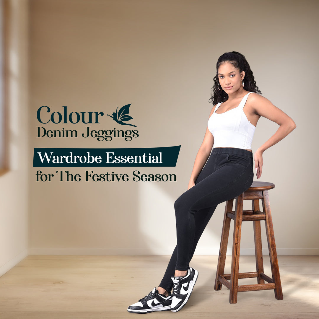 Colour Denim Jeggings: Wardrobe Essential for The Festive Season