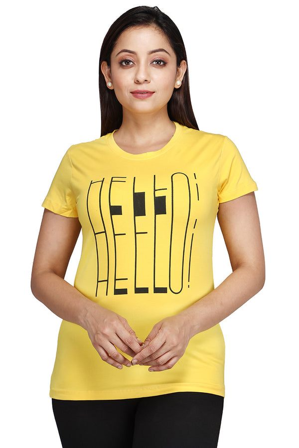 Comfort Lady Chest Print Half Sleeve Cotton Round Neck T-Shirt - Comfort Lady Private Limited