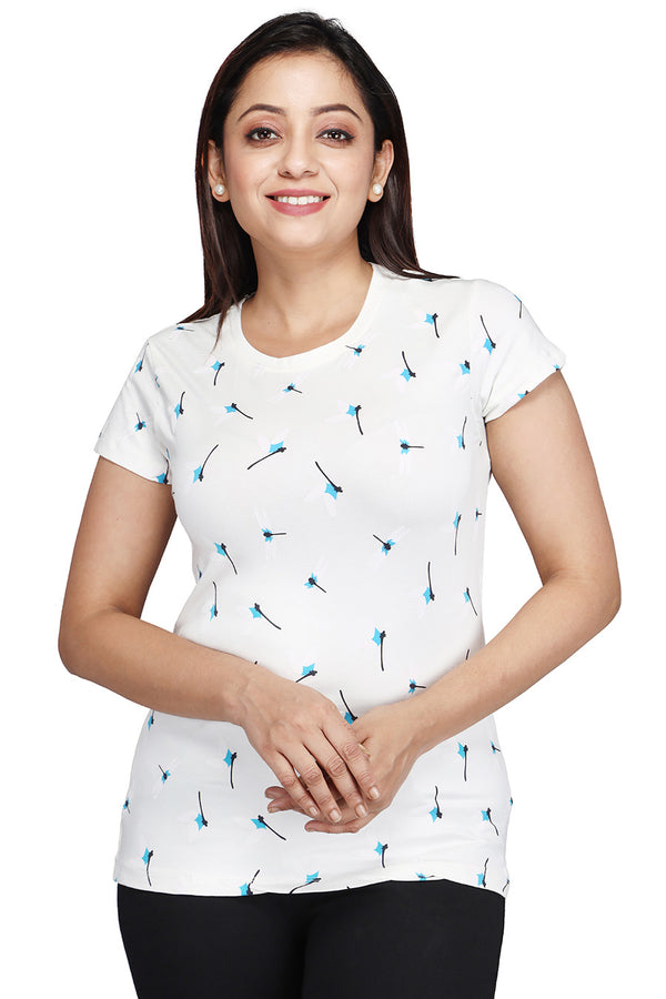 Comfort Lady All Over Printed Half Sleeve Cotton Round Neck T-Shirt - Comfort Lady Private Limited