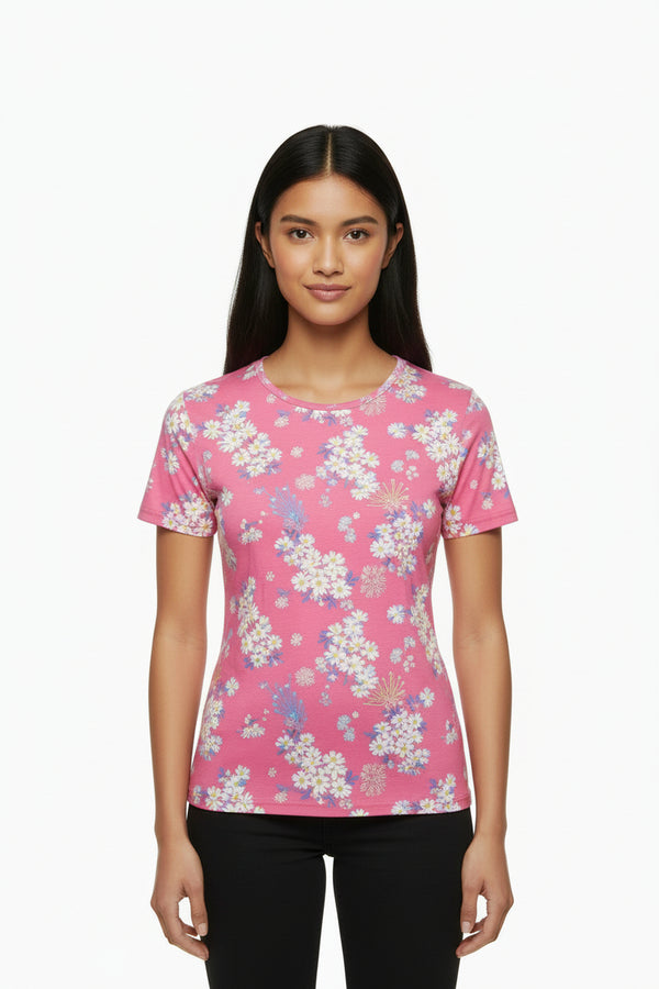 Comfort Lady All Over Printed Half Sleeve Cotton Round Neck T-Shirt - Comfort Lady Private Limited