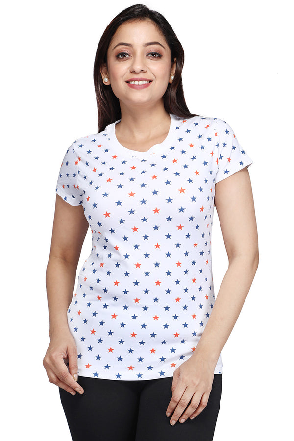 Comfort Lady All Over Printed Half Sleeve Cotton Round Neck T-Shirt - Comfort Lady Private Limited