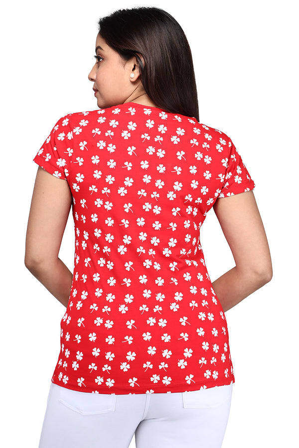 Comfort Lady All Over Printed Half Sleeve Cotton Round Neck T-Shirt - Comfort Lady Private Limited
