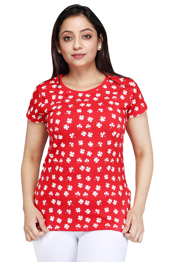 Comfort Lady All Over Printed Half Sleeve Cotton Round Neck T-Shirt - Comfort Lady Private Limited
