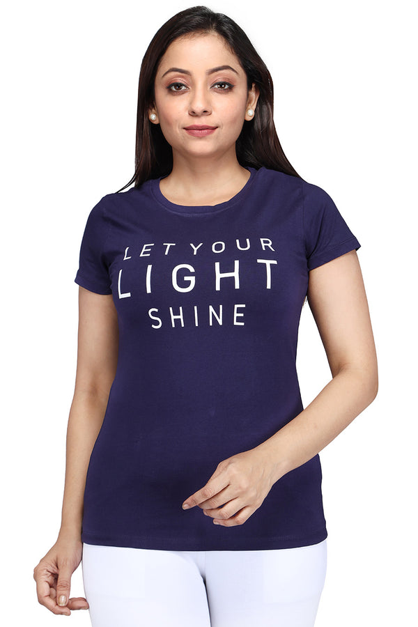 Comfort Lady Chest Print Half Sleeve Cotton Round Neck T-Shirt - Comfort Lady Private Limited