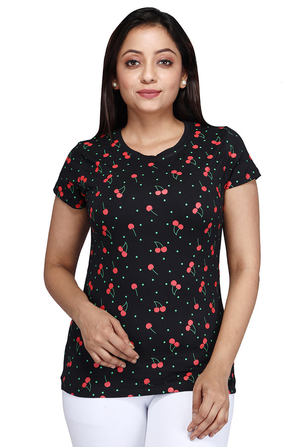 Comfort Lady All Over Printed Half Sleeve Cotton Round Neck T-Shirt - Comfort Lady Private Limited