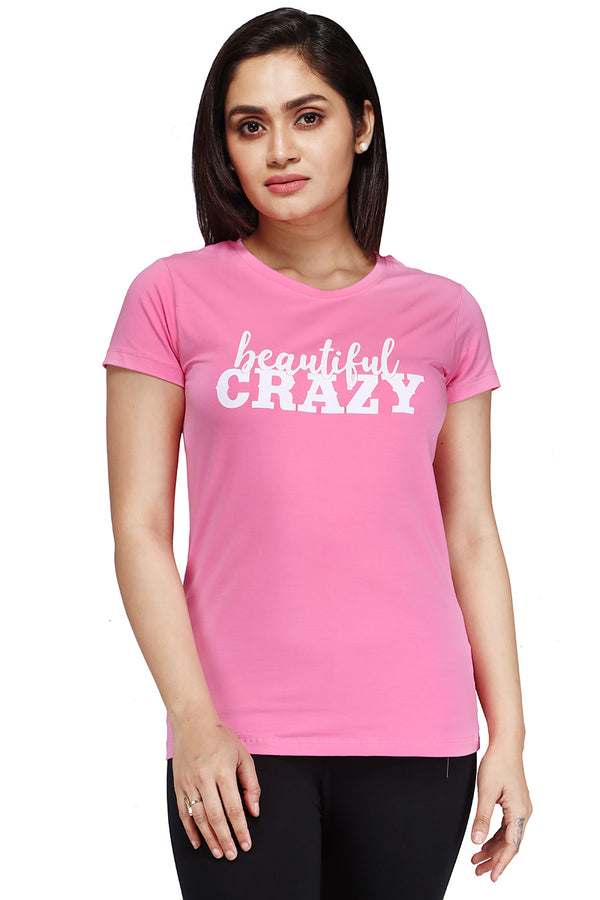 Comfort Lady Chest Print Half Sleeve Cotton Round Neck T-Shirt - Comfort Lady Private Limited