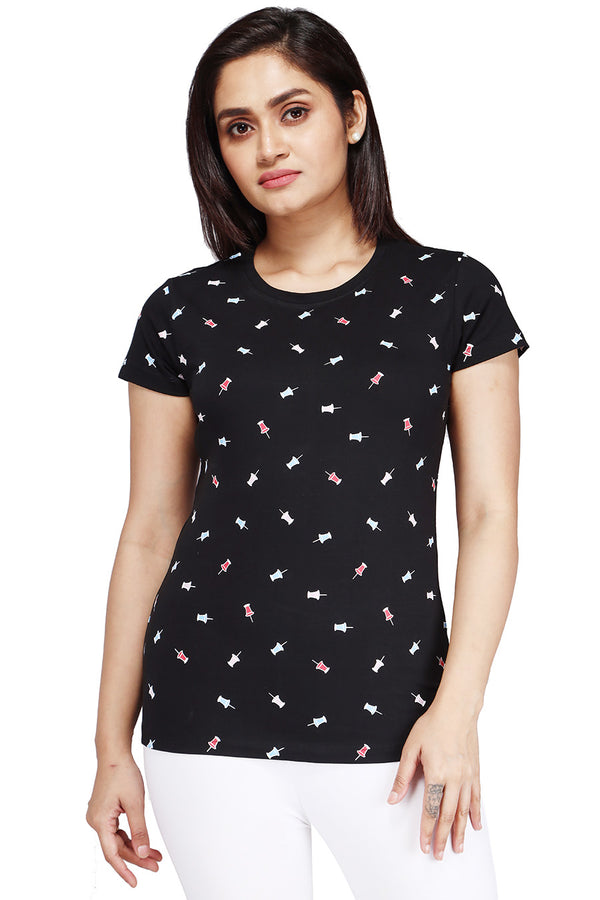 Comfort Lady All Over Printed Half Sleeve Cotton Round Neck T-Shirt - Comfort Lady Private Limited