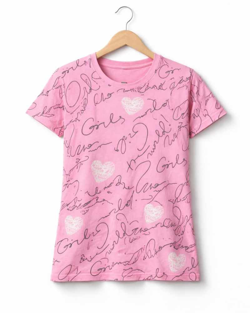 Comfort Lady All Over Printed Half Sleeve Cotton Round Neck T-Shirt