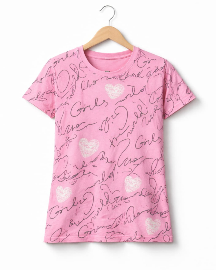 Comfort Lady All Over Printed Half Sleeve Cotton Round Neck T-Shirt