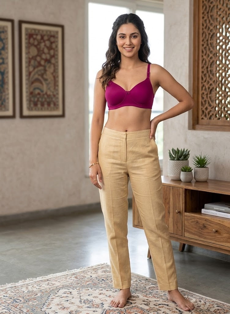 Comfort Lady CL-922 Women Padded Wirefree Bra High Coverage Daily Wear - FUSCHIA