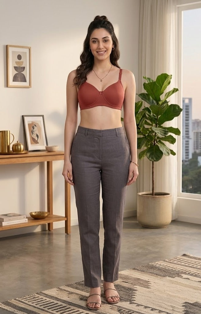Comfort Lady Women’s Padded Wireless Cotton Bra| High Coverage All-Day Comfort - RED LOVE