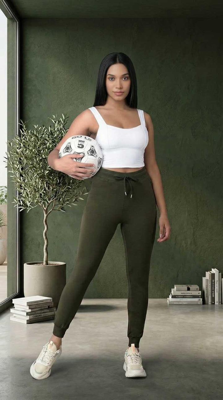 Dark Olive Joggers for Women | Soft Cotton, Comfortable Fit | Comfort Lady