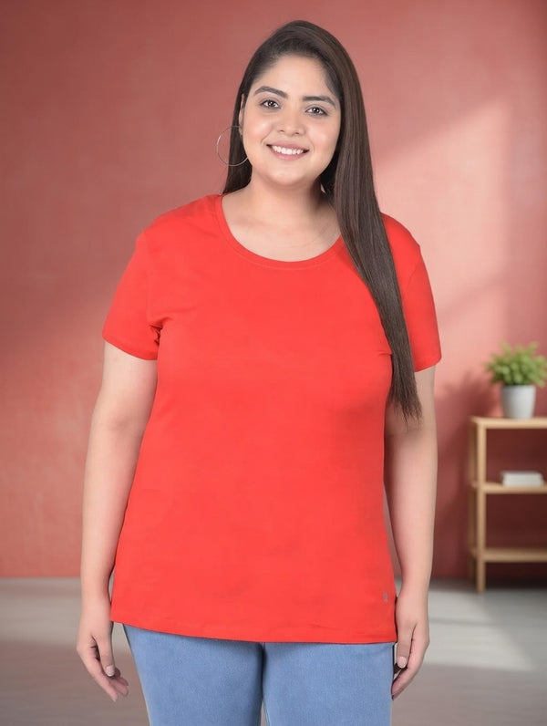 Comfort Lady Regular Fit Plain Half Sleeve plus Size T Shirt