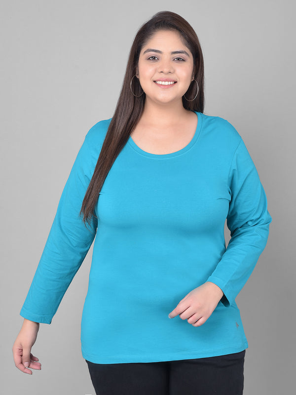 Comfort Lady Regular Fit Round Neck Plain Full Sleeve Plus Size T-Shirt