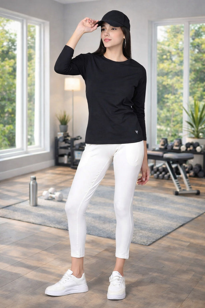 Comfort Lady Regular Fit Round Neck Plain Full Sleeve T-Shirt