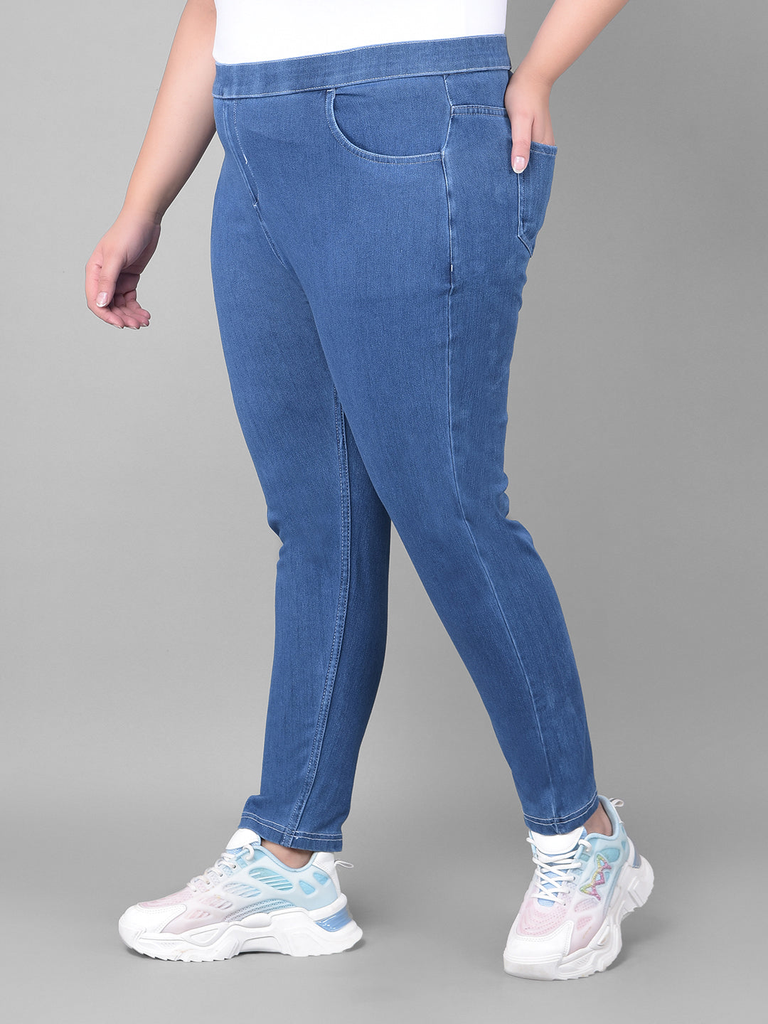 Women's plus size denim jeggings new arrivals