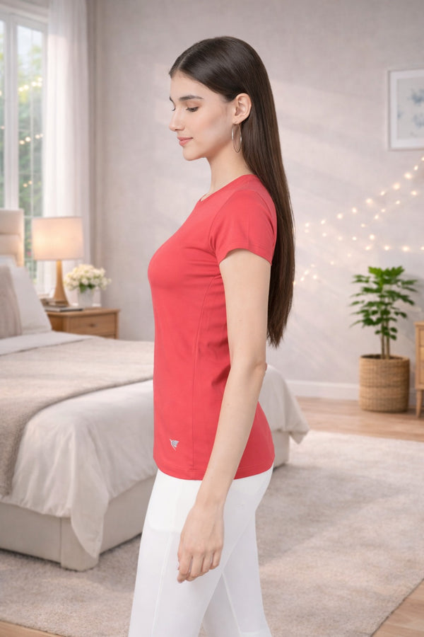 Comfort Lady Regular Fit Plain Half Sleeve T Shirt