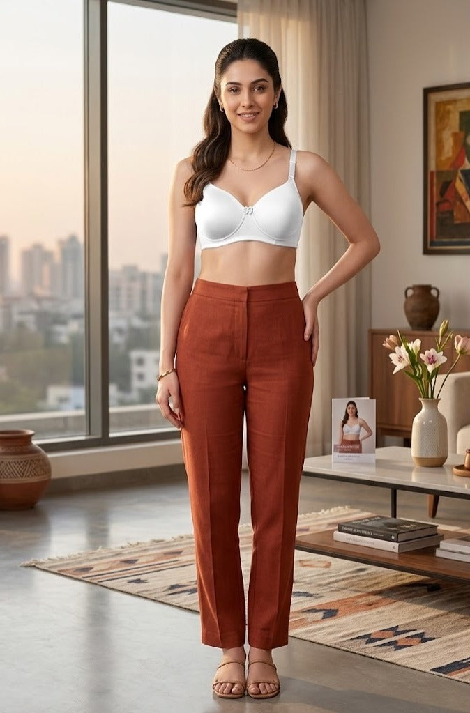 Comfort Lady CL-922 Women Padded Wirefree Bra High Coverage Daily Wear - WHITE