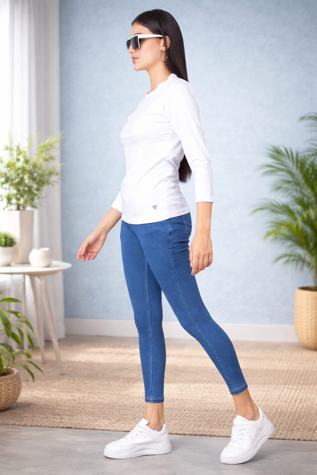 Comfort Lady Regular Fit Round Neck Plain Full Sleeve T-Shirt