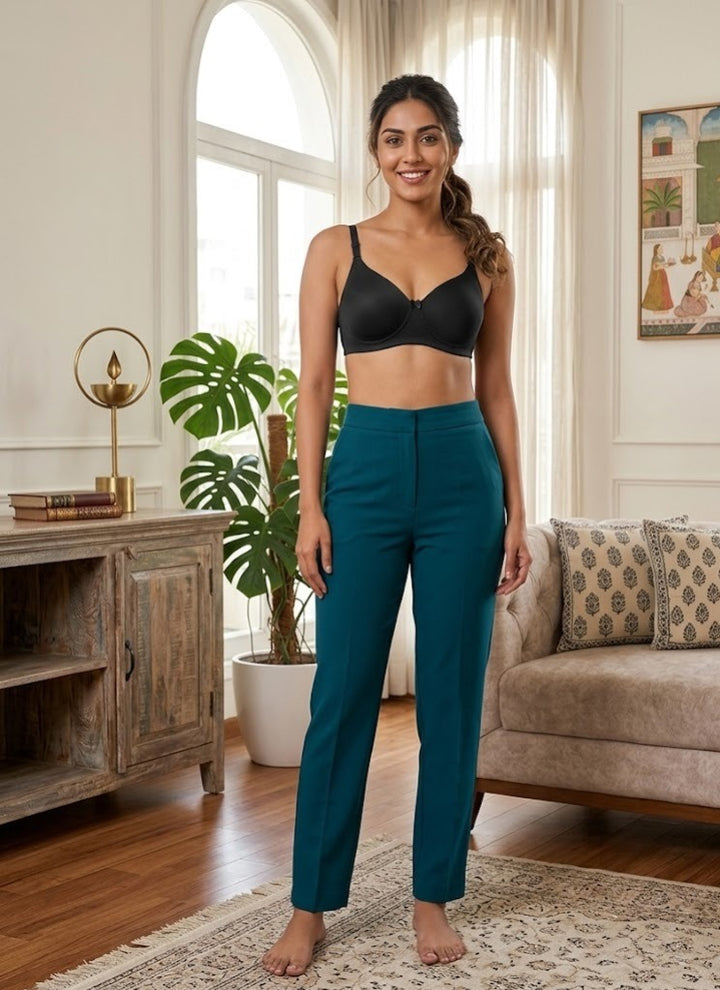 Comfort Lady CL-922 Women Padded Wirefree Bra High Coverage Daily Wear - BLACK