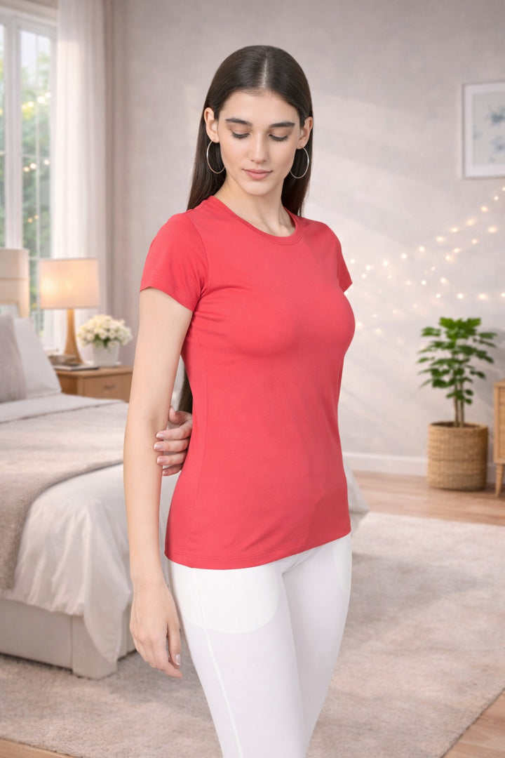 Comfort Lady Regular Fit Plain Half Sleeve T Shirt