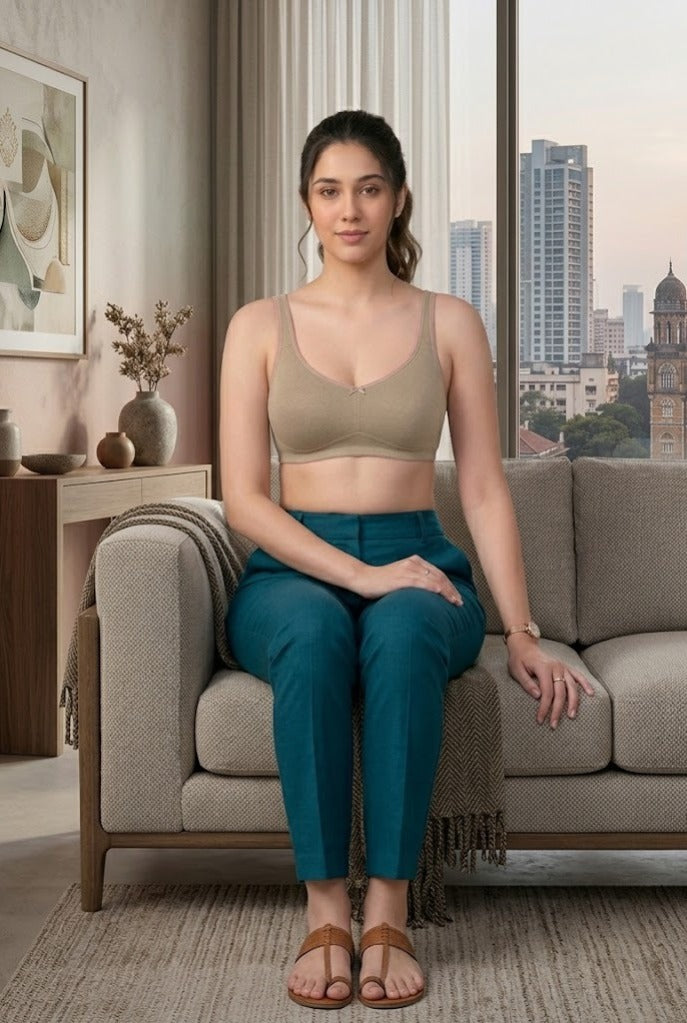 Comfort Lady Cotton Wire Free Women's Non-Padded Secret Support Bra - SKIN