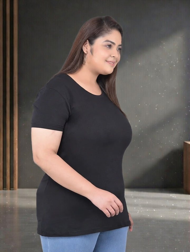 Comfort Lady Regular Fit Plain Half Sleeve plus Size T Shirt
