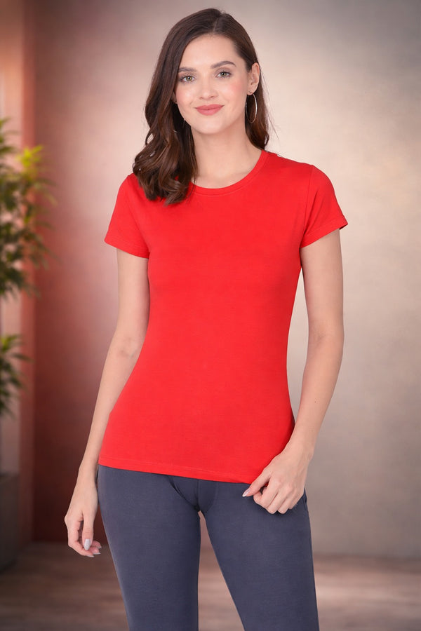 Comfort Lady Regular Fit Plain Half Sleeve T Shirt