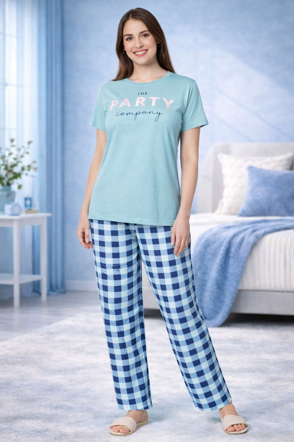 Loungewear Round Neck Printed T-Shirt with Pyjama