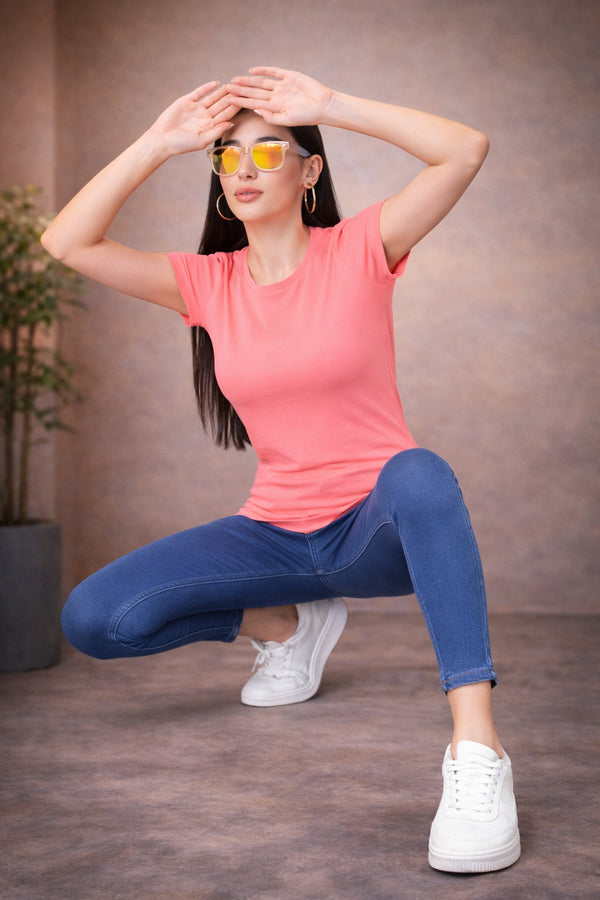 Comfort Lady Regular Fit Plain Half Sleeve T Shirt