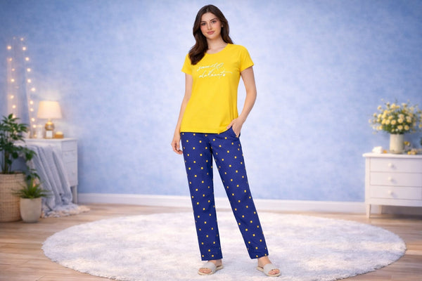 Loungewear Round Neck Printed T-Shirt with Pyjama
