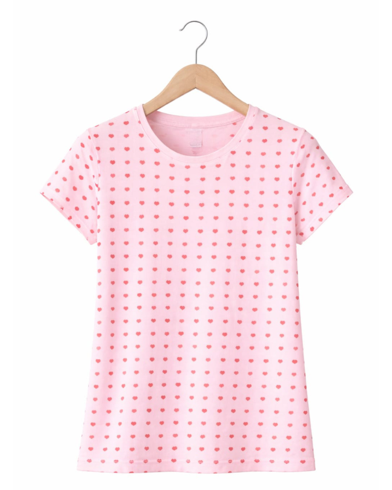 Comfort Lady All Over Printed Half Sleeve Cotton Round Neck T-Shirt