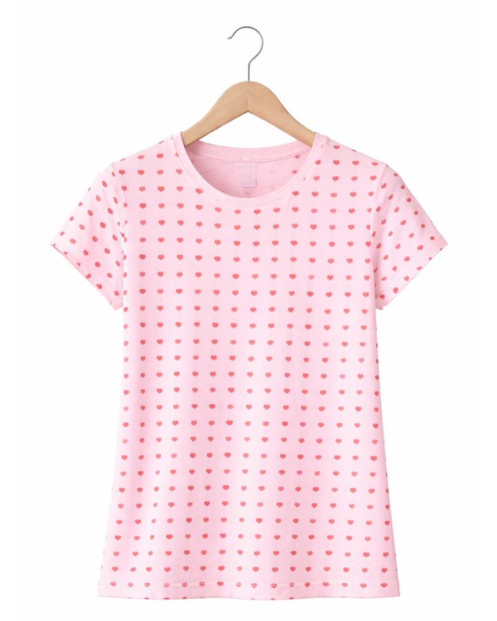 Comfort Lady All Over Printed Half Sleeve Cotton Round Neck T-Shirt