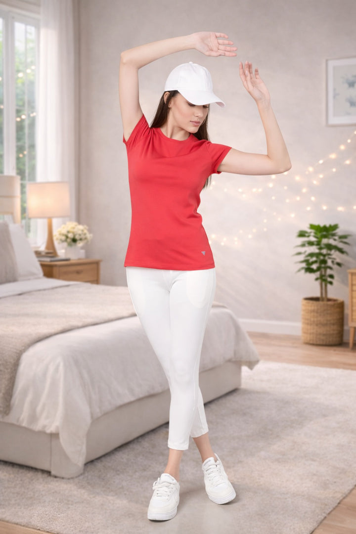 Comfort Lady Regular Fit Plain Half Sleeve T Shirt