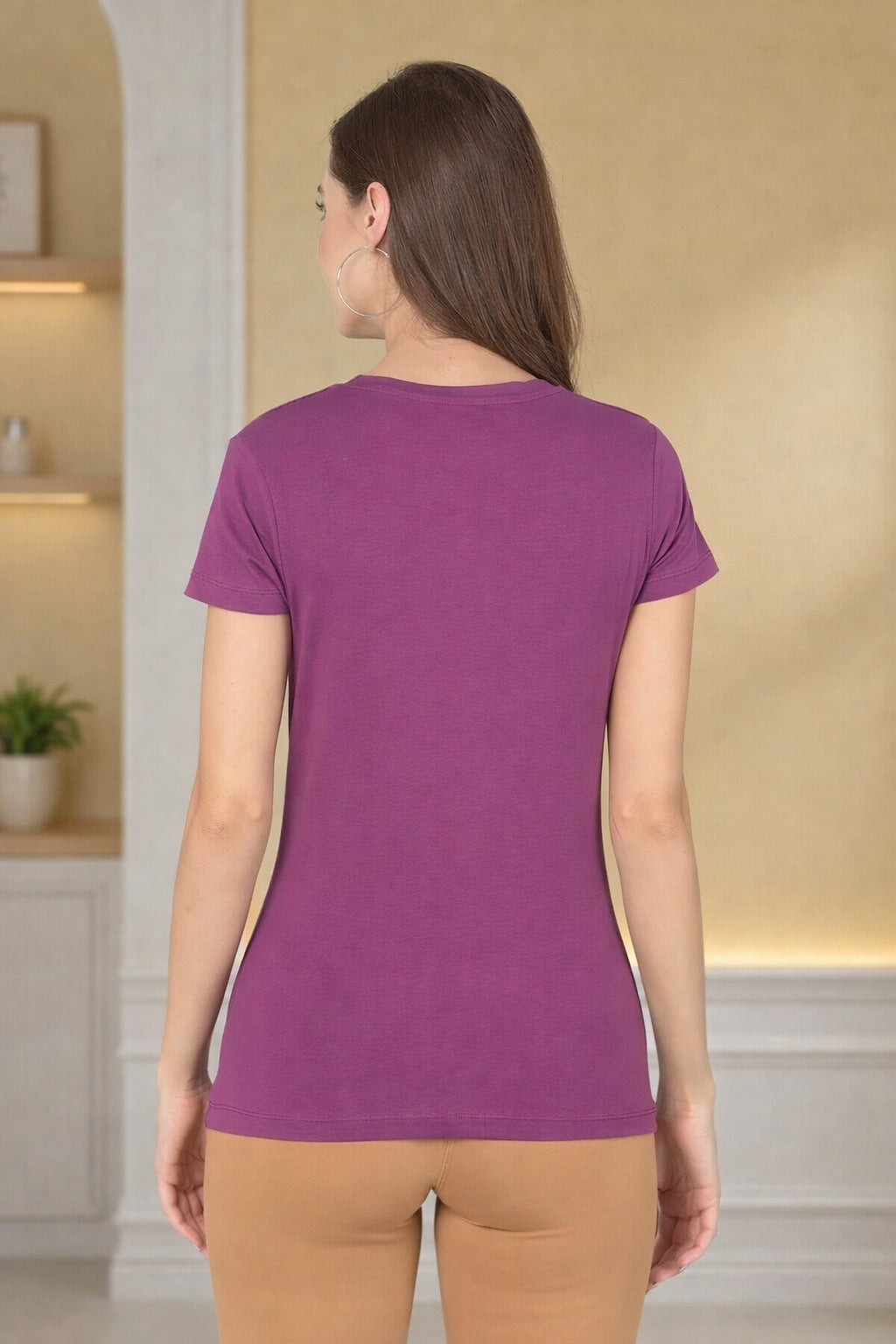 Comfort Lady Regular Fit Plain Half Sleeve T Shirt