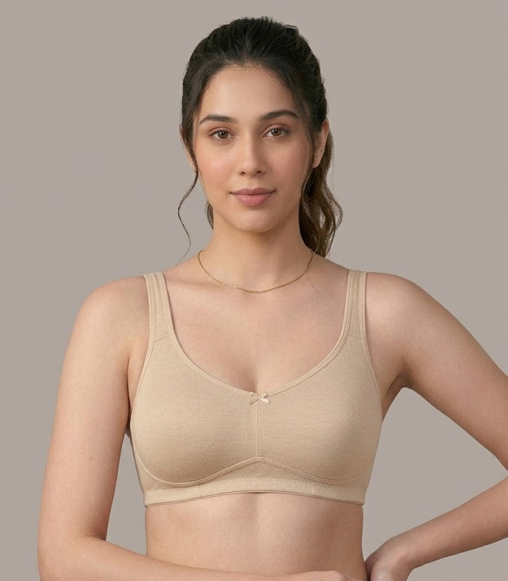 Comfort Lady Cotton Wire Free Women's Non-Padded Secret Support Bra - SKIN