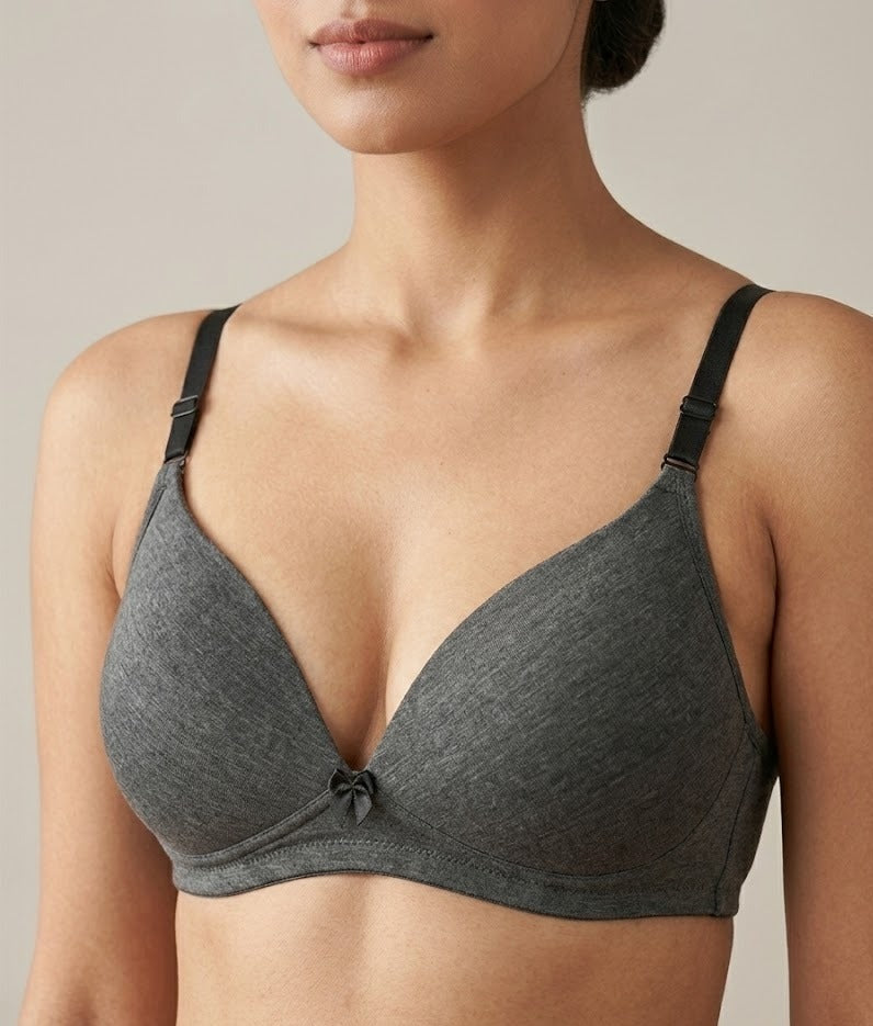 Comfort Lady Women’s Padded Wireless Cotton Bra| High Coverage All-Day Comfort - BLACK