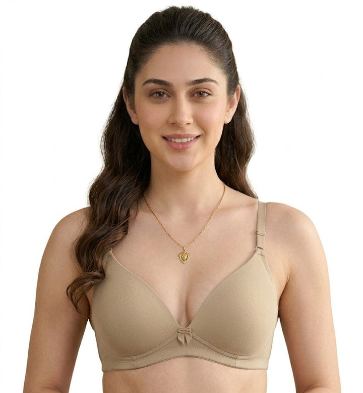 Comfort Lady Women’s Padded Wireless Cotton Bra| High Coverage All-Day Comfort - SKIN