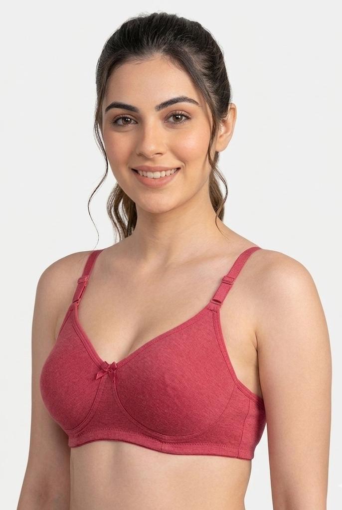 Comfort Lady Cotton Wire Free Women's Non-Padded Full Coverage Bra|Label Free All Day Comfort Bra  - POPPY RED