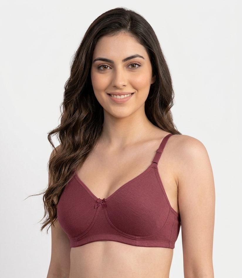 Comfort Lady Cotton Wire Free Women's Non-Padded Full Coverage Bra|Label Free All Day Comfort Bra  - WINE