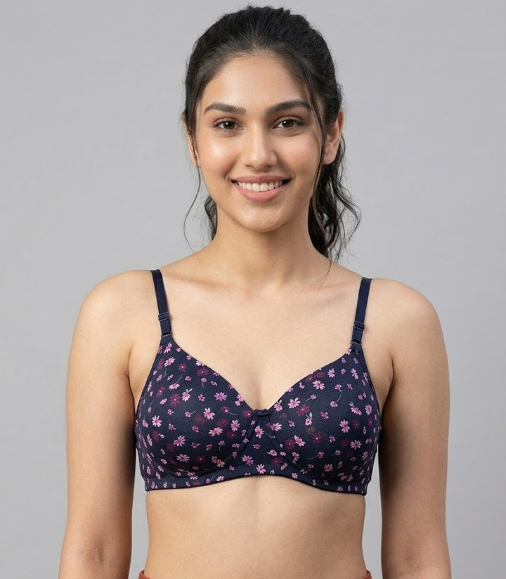 Comfort Lady Women’s Padded Wireless Cotton Bra| High Coverage All-Day Comfort - ASSORTED