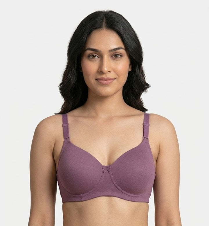 Comfort Lady Women’s Padded Wireless Cotton Bra| High Coverage All-Day Comfort - WINE
