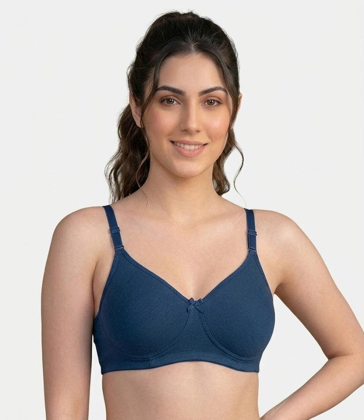 Comfort Lady Cotton Wire Free Women's Non-Padded Secret Support Bra - NAVY BLUE