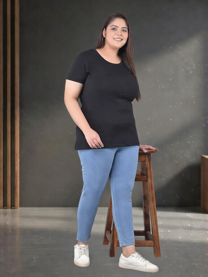 Comfort Lady Regular Fit Plain Half Sleeve plus Size T Shirt