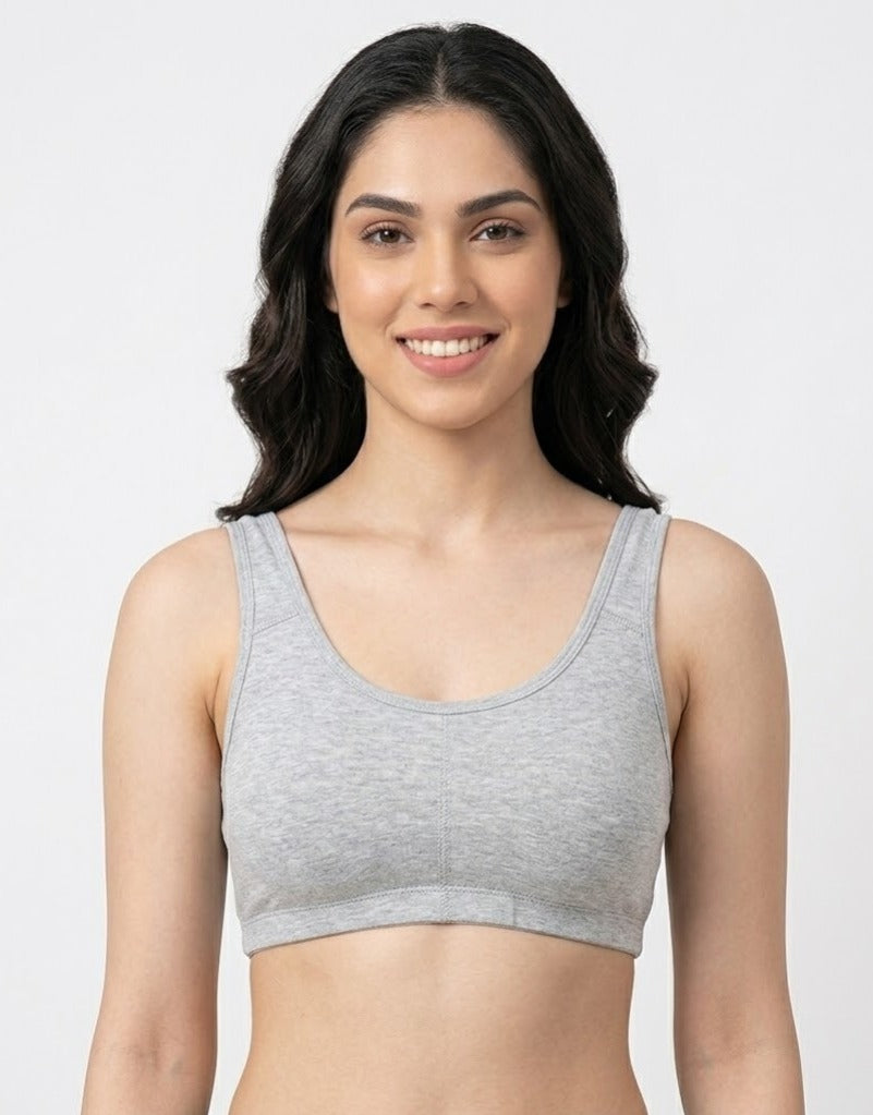 Comfort Lady Women’s Cotton Beginners Bra | Wire-Free, Label-Free, Daily Wear  - WHITE