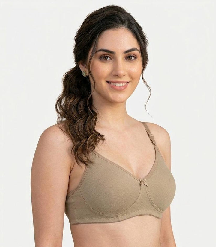 Comfort Lady Cotton Wire Free Women's Non-Padded Full Coverage Bra|Label Free All Day Comfort Bra  - SKIN
