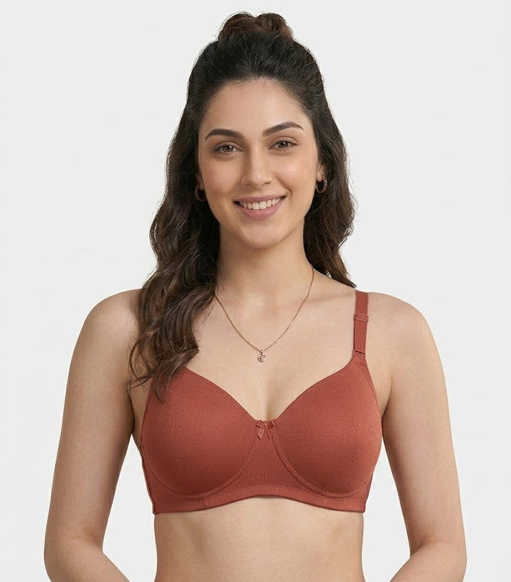 Comfort Lady Women’s Padded Wireless Cotton Bra| High Coverage All-Day Comfort - RED LOVE