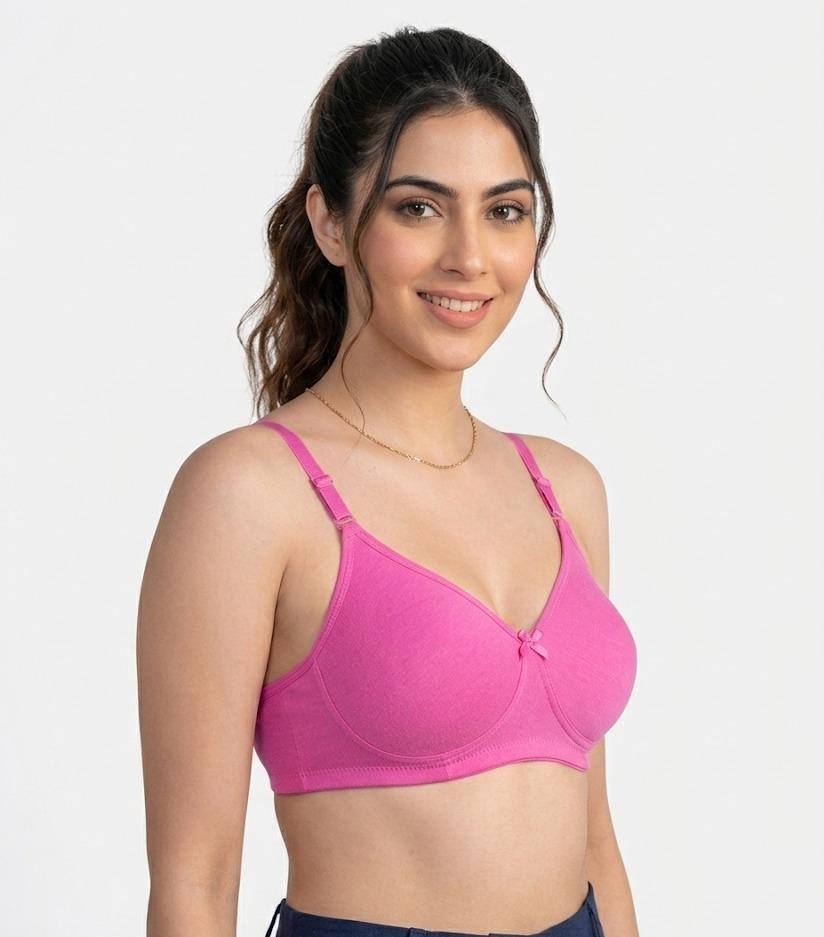 Comfort Lady Cotton Wire Free Women's Non-Padded Secret Support Bra - BABY PINK